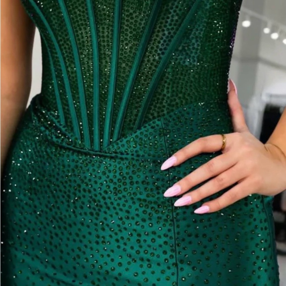 Elegant Green Embellished Dress